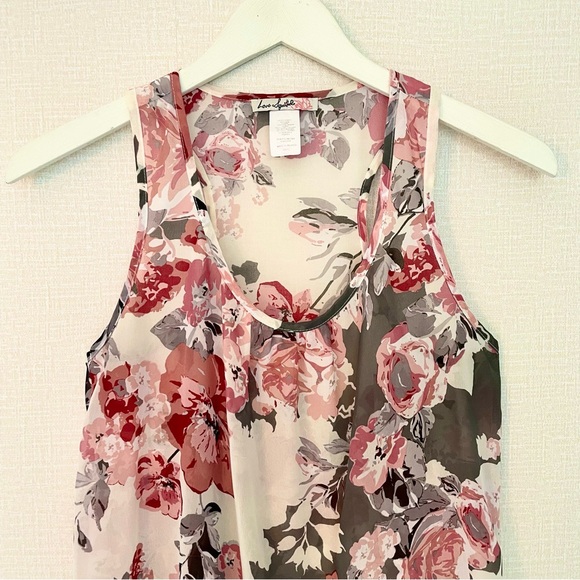 Love Squared Sleeveless Floral Semi Sheer Pullover Top Tank, Small GUC - Picture 2 of 6